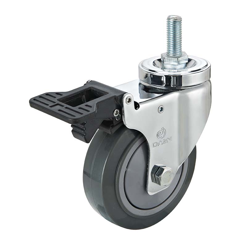 plastic 5 inch swivel caster with brake polyurethane for dollies-2