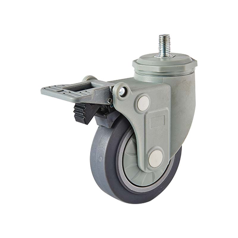 non-marking plastic caster wheels fork metal-brake-3
