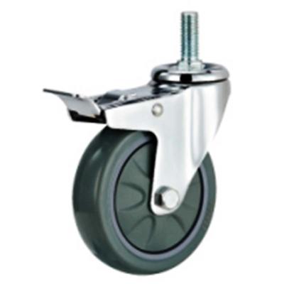 3 inch Threaded stem swivel PU caster wheel with brake