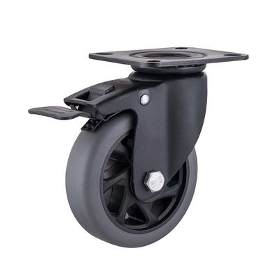 Medium-heavy duty swivel with total brake caster and wheel