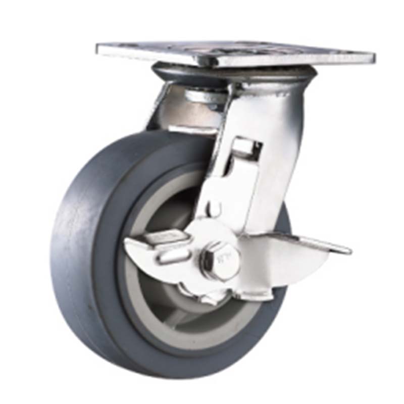 Dajin caster fixed heavy duty trolley wheels metal brake-1