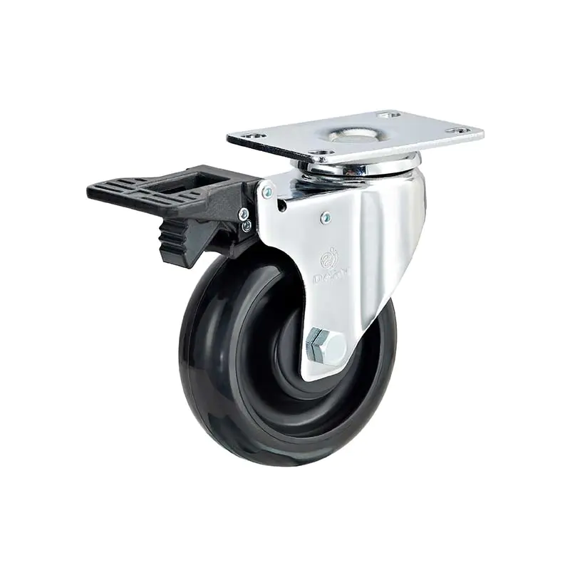 4 inch Anti-static black PU caster wheel with total bake