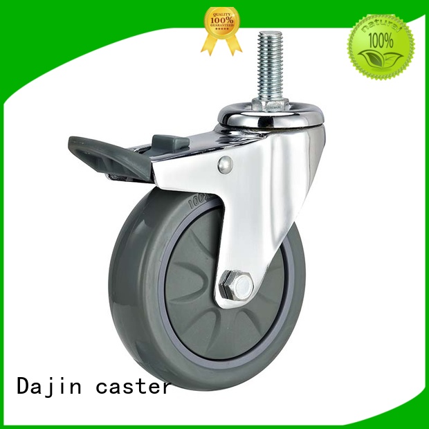 Thread stem swivel high capacity PU caster wheel with plastic brake