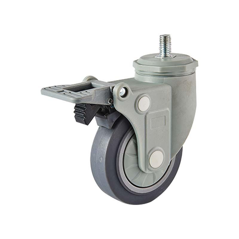 Dajin caster non-marking plastic caster wheels trolleys plastic-brake-3