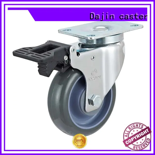 Medium duty double ball bearing swivel PU caster with brake