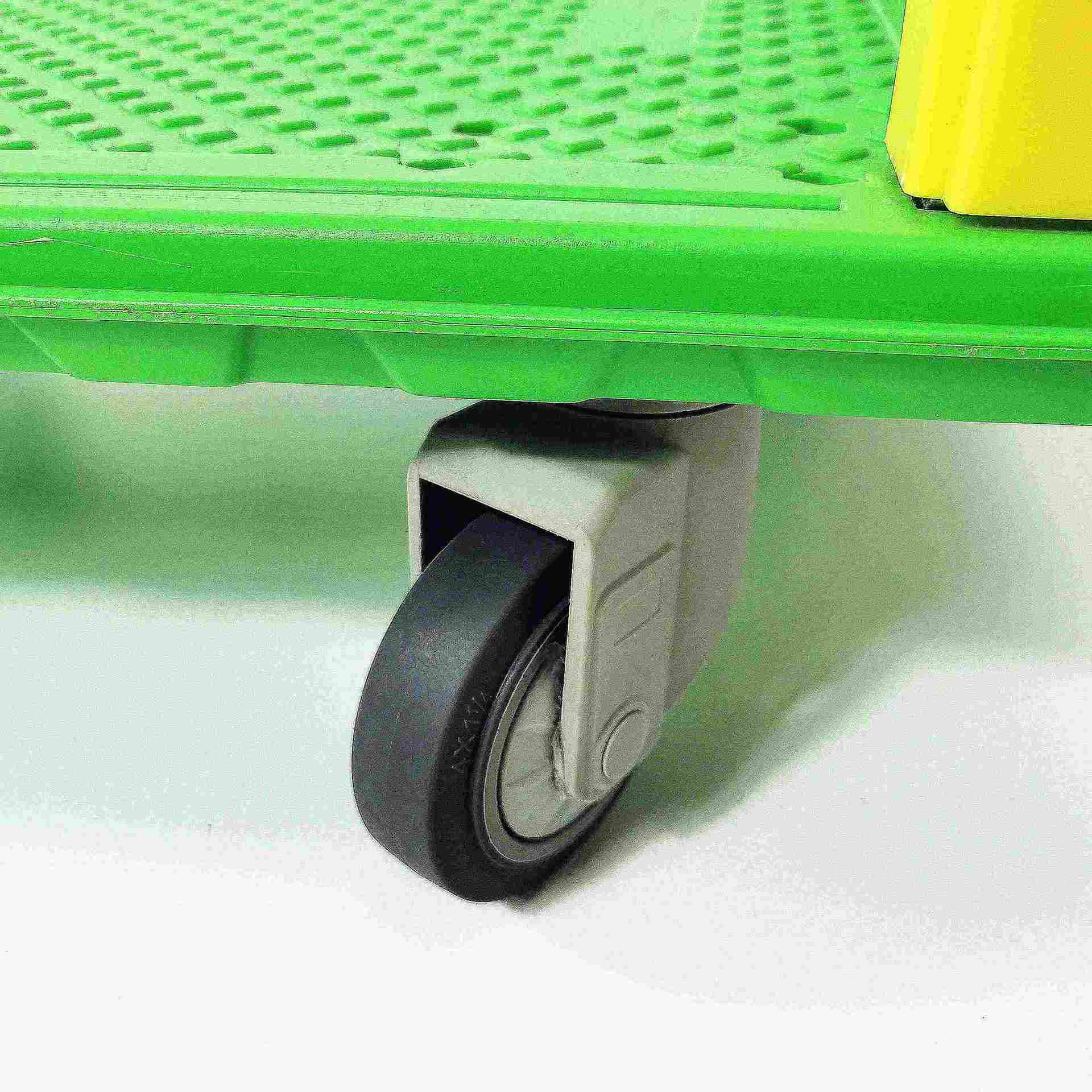 Durable Push Hand Trolley with 4 TPR Swivel Bearing Plastic Wheels 660 Lbs Capacity Green Folding Platform Truck Flatbed Cart
