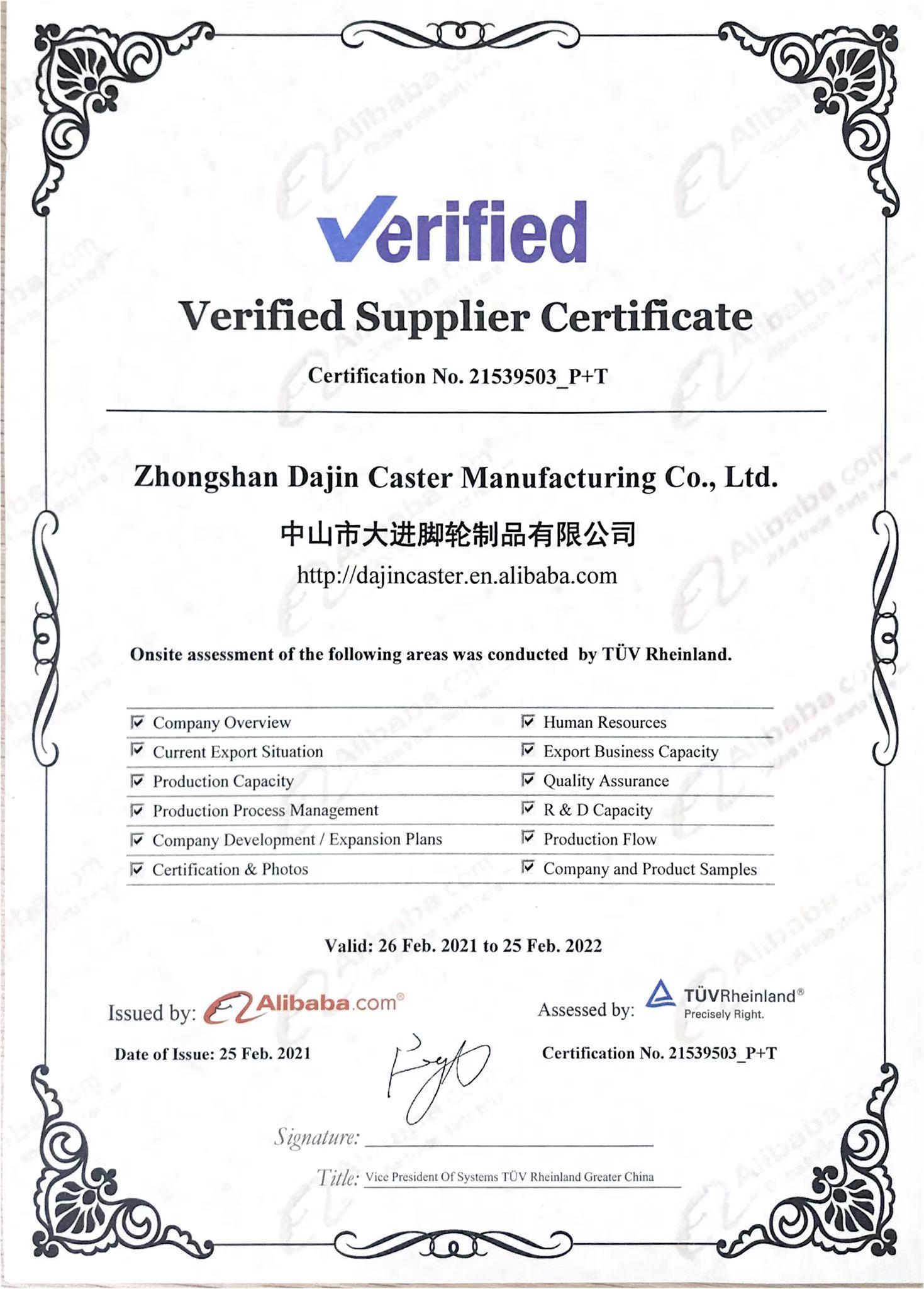 TUV verified supplier